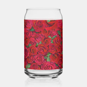 Rode Rozen Tuin Bloemige Naadloos Romantisch Patro Blikvorm Glas