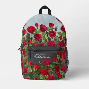 Rode Rozen Tuin Valentijn Bloemen Custom Tekst Bedrukte Rugzak