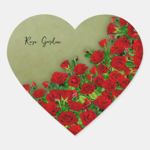Rode Rozen Tuin Veld Levendig Bloemstuk Hart Sticker