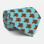 Rode Rozen Uil Blauw Stropdas (Opgerold)