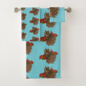 Rode Rozen Uil Bruin Bad Handdoek (Insitu)