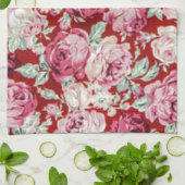 rode rozen, Victoriaans, bloemig, romantisch, mei Theedoek (Gevouwen)