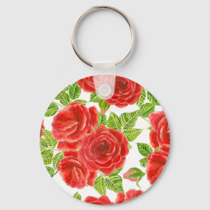 Rode rozen waterverf naadloos patroon sleutelhanger