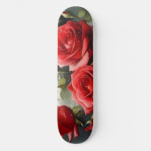 rode rozen waterverf schilderij skateboard (Voorkant)