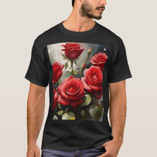  rode rozen waterverf schilderij t-shirt