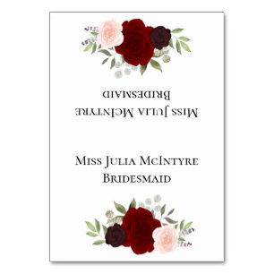 Rode Rozen Wedding DIY Vouw Plaats Kaart w / Titel