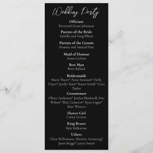 rode rozen wit zwart bruiloft programma (Achterkant)