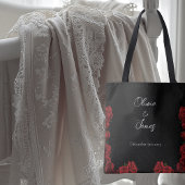 Rode rozen wit zwart draagtas