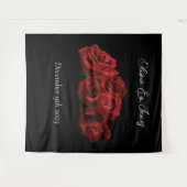 Rode rozen wit zwart wandkleed (Voorkant (horizontaal))