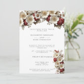 Rode Rozen Witte Dogwood Bloemen, Elegante Trouwda Kaart (Staand voorkant)