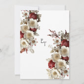Rode Rozen Witte Dogwood Bloemen, Elegante Trouwda Kaart (Achterkant)