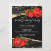Rode rozen zwart goud elk nummer verjaardag kaart (Voorkant)