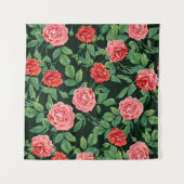 Rode rozen  zwart patroon wandkleed (Voorkant (horizontaal))