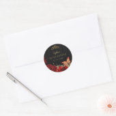 rode rozen Zwarte Goud Lace Quinceañera Ronde Sticker (Envelop)