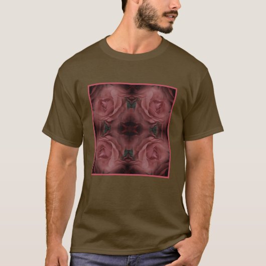 Rode rozenbloem Abstracte Natuur T-shirt (Voorkant)