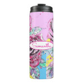 Rode Rozenbloem Aquarel Kleurrijke Roze Kunst Thermosbeker (Voorkant)