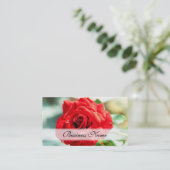 Rode rozenbloem visitekaartje (Staand voorkant)