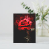 Rode rozenbloem waterverf - bb briefkaart (Staand voorkant)