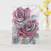 Rode rozenbloem Waterverf Bloembloem Kaart (Gele Bloem)