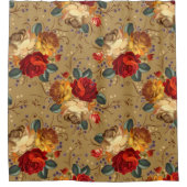 Rode rozenbloesem decoratief douchegordijn (Voorkant)