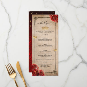 rode rozengoudzwarte elegante Waterverf Menu