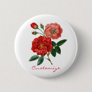  rode rozenillustratie Thunder_Cove Ronde Button 5,7 Cm