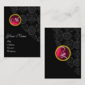 RODE RUBY DAMASK MONOGRAM fuchsia roze Visitekaartje (Voorkant / Achterkant)