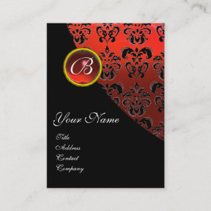 RODE RUBY DAMASK MONOGRAM, VISITEKAARTJE