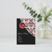 RODE RUBY DAMAST MONOGRAM fuchsia roze Visitekaartje (Staand voorkant)