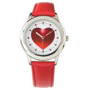 RODE RUBY EDELSTEEN HART HORLOGE