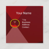 RODE RUBY GEMSTONE MONOGRAM Abstracte geometrisch Vierkante Visitekaartje (Voorkant)