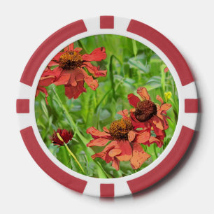 RODE RUDBECKIA BLOEMEN POKER CHIPS