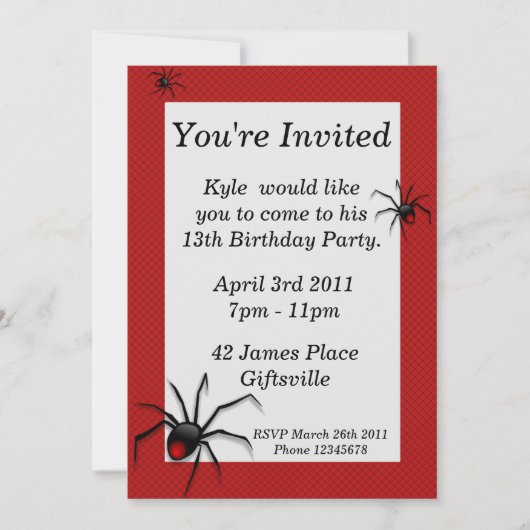 Rode rugspin Birthday Party nodigt uit Kaart (Voorkant)