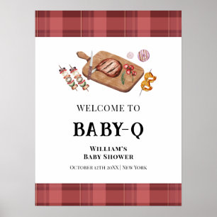 Rode ruit landelijke baby Q baby shower welkom Poster