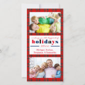 Rode ruiten gelukkig kerstfeest - kerstkaart met f (Voorkant)