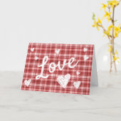 Rode ruitenliefde Valentijnsdag Kaart (Gele Bloem)