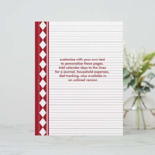 rode ruitpagina's, pas uw eigen tekst aan (Staand voorkant)