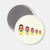 Rode russische matryoshka nestpoppen magneet (Voorkant / Achterkant)