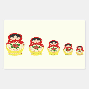 Rode russische matryoshka nestpoppen rechthoekige sticker