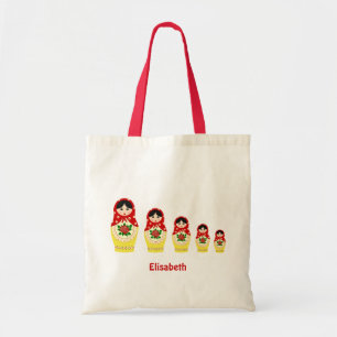 Rode russische matryoshka nestpoppen tote bag