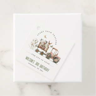 Rode Rust Boerderij Dieren Tractor Kinderen Verjaa Bedankjes Labels