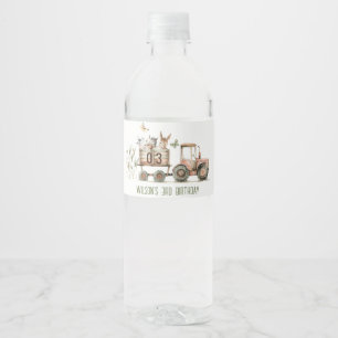 Rode Rust Boerderij Dieren Tractor Kinderen Verjaa Waterfles Etiket