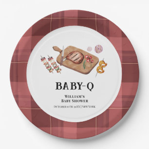 Rode Rustic Schotse Ruit Landelijke Baby Q Baby Sh Papieren Bordje