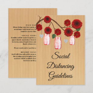 Rode Rustieke Bloem in Metselwerkpot Veiligheidsma Informatiekaartje