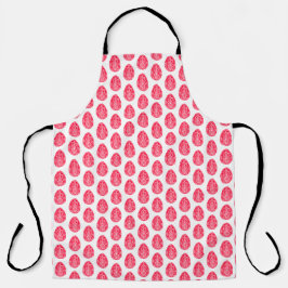 Rode Rustieke Bloemen Paaseieren Linocut Schort