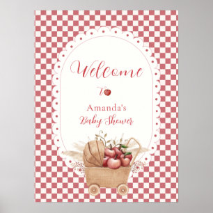 Rode Rustieke Gingham Boho Appel Baby Shower Welko Poster