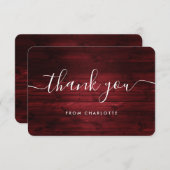 Rode Rustieke Houten Huwelijksfeest Verjaardag Bedankkaart (Voorkant / Achterkant)