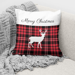 Rode Rustieke Kerst Geruit Kussen