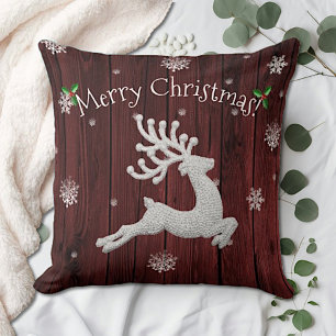 Rode Rustieke Kerst Reindeer Worp Kussen