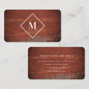Rode Rustieke Roest Metallic Textuur Monogram Init Visitekaartje